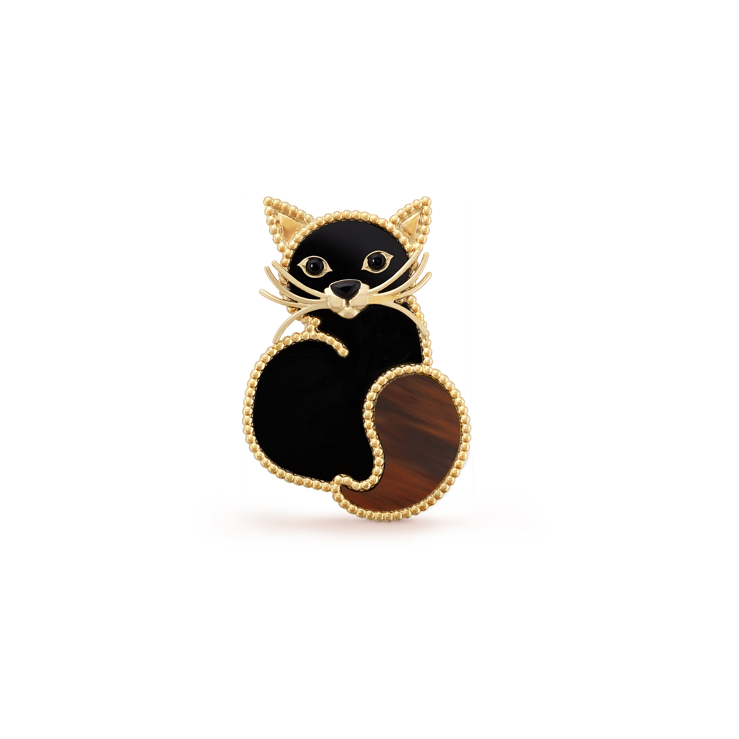 VAN CLEEF ARPELS LUCKY ANIMALS CAT CLIP - YELLOW GOLD, OBSIDIAN, ONYX  VCARP7UM00